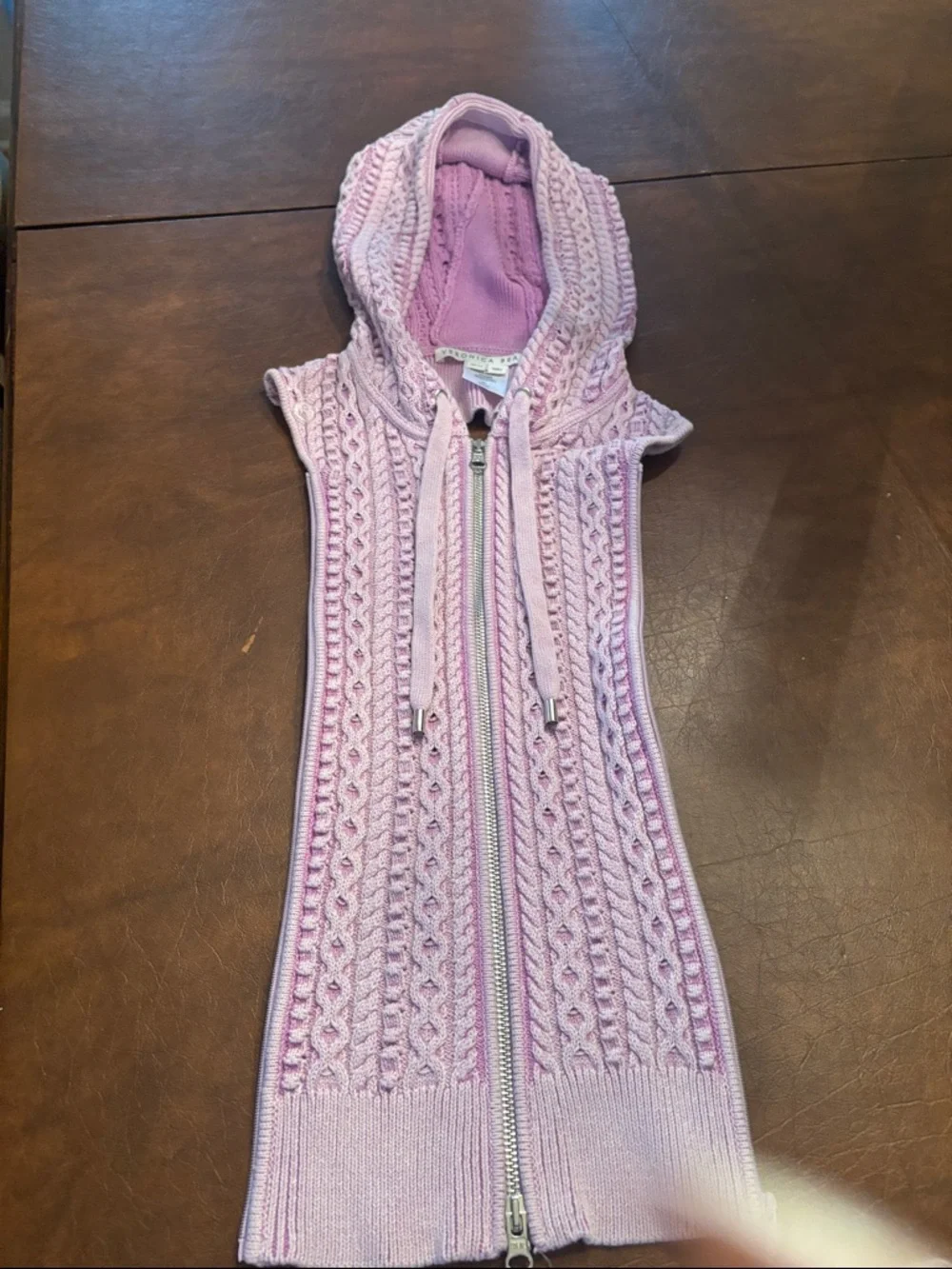 Rare Veronica Beard Lilac Dickey Cable-Knit Zip Front Sleeveless Top new - Picture 3 of 4
